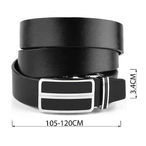 Ремень мужской с автоматической пряжкой и черными вставками Vintage 20281 Черный Киев