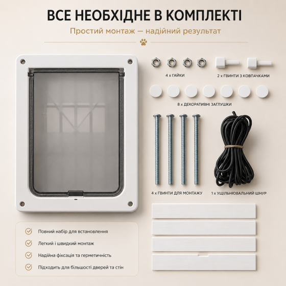 Двері для собак та котів HoMedics PetGate S (28x34см) білі — автоматичні вхідні дверцята в будку та двері, 4 режими Київ