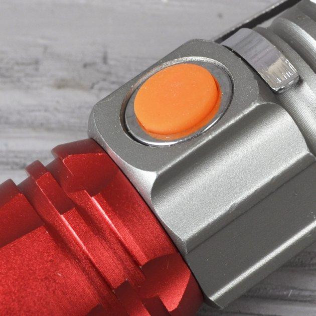 Ручний мініліхтар Bailong BL-517-XPE USB (Сріблясто-червоний) Вінниця - фото 8