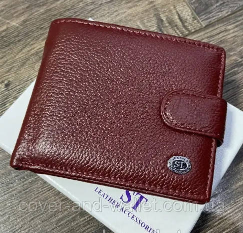 Женское портмоне из натуральной кожи бордового цвета с блоком под карты ST 34 Киев - изображение 1