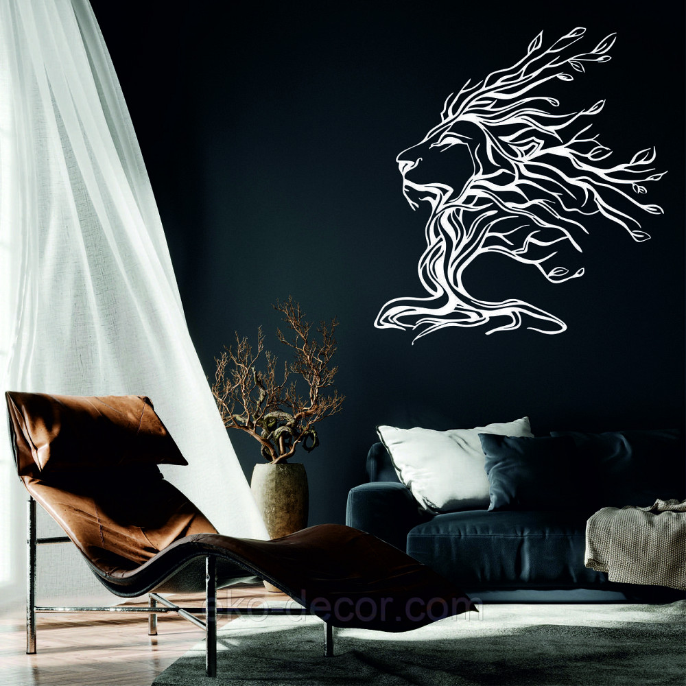 Декоративное настенное 3D Панно «Лев» Декор на стену с объемом 90*83 см, Белый Киев - изображение 1