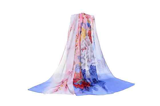 Женский шифоновый шарф с цветами 145 на 48 см разноцветный Киев