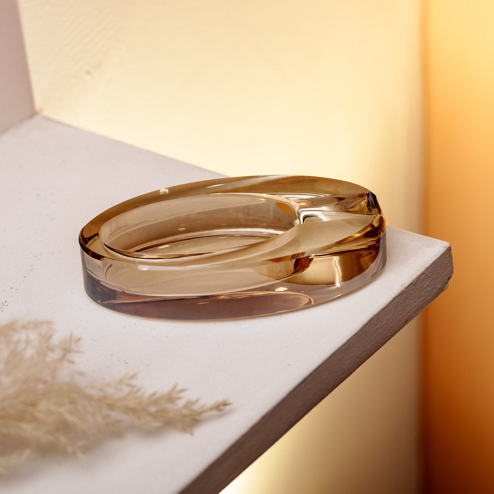 Скляна попільничка для сигарет 13х7.5х2.5 см попільничка декоративна настільна Золотиста HP-4-134 Київ - фото 4