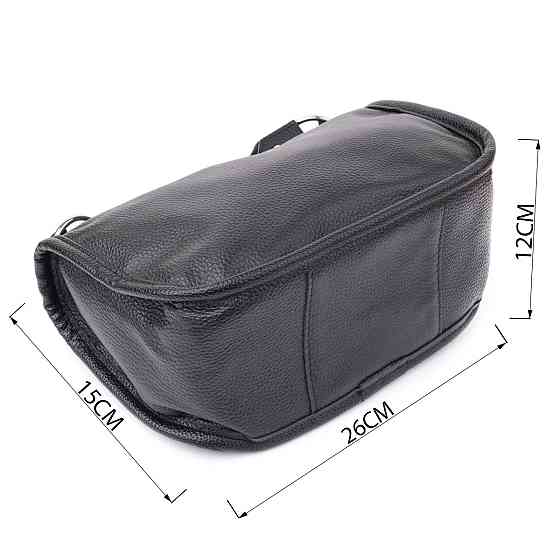 Стильная полукруглая сумка для женщин из натуральной кожи Vintage 22905 Черный Киев