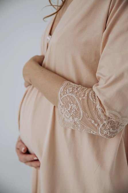 Халат для беременных и кормящих мам Soft&Lace для будущих мам XL Мамин Дом бежевый Кривой Рог - изображение 4