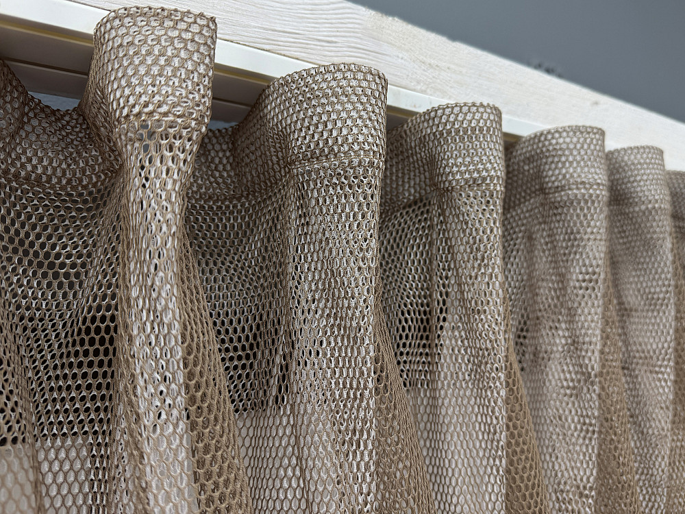 Кухонні шторки VR-Textil № 101к з підв'язками Какао з бежевим 350х170 см (52-1225) Київ - фото 8