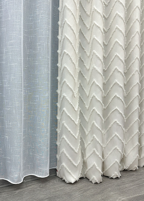 Шторная ткань Лен Букле цвет молочный 1815ш Киев - изображение 6