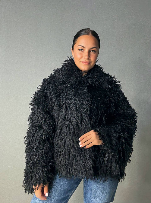 Шуба жіноча Lady Yep 10018 штучна під ламу з коміром чорна, чорний, M Київ - фото 9