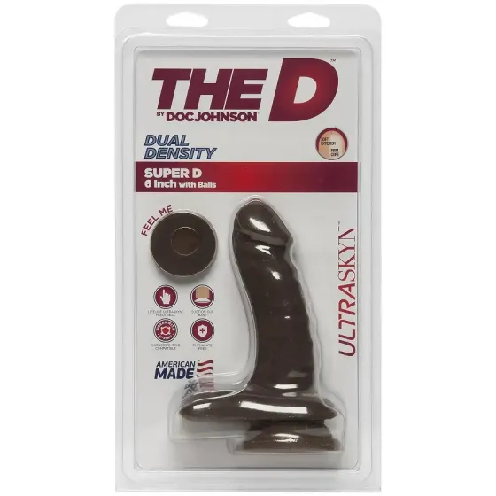 Фалоімітатор Doc Johnson The D - Super D - 6 Inch With Balls - ULTRASKYN - Chocolate, діаметр 3,8 см Львів