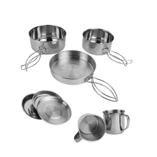 Набір посуду туристичний 8 предметів нержавіюча сталь KAMILLE Житомир - изображение 2