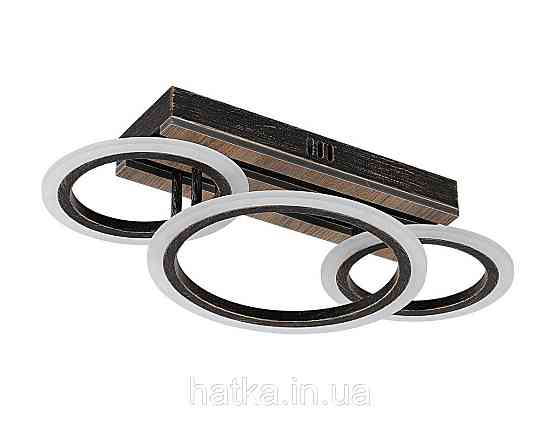 Люстра потолочная светодиодная VALESO 3300A/2+1 диммируемая черный + золото + дерево Киев