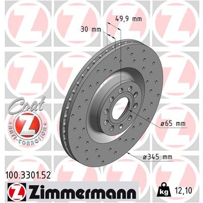 Гальмівний диск ZIMMERMANN 100.3301.52 Вінниця - фото 1