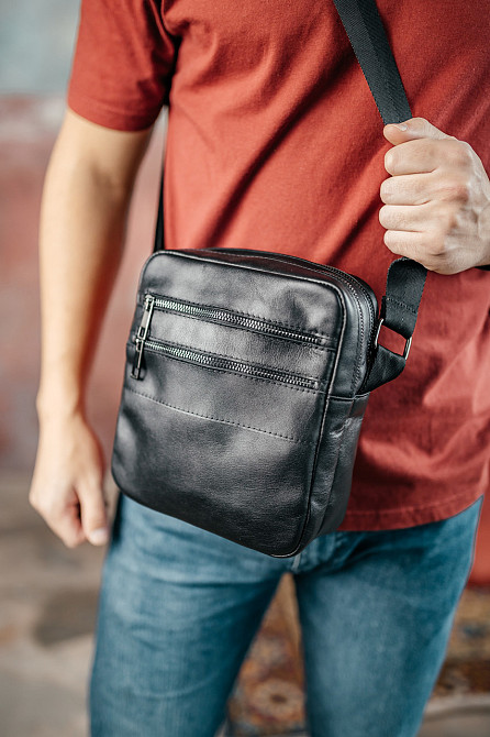 Мужская каркасная барсетка, Вместительная сумка из натуральной кожи, Кожаный мессенджерMasterSem Киев - изображение 1