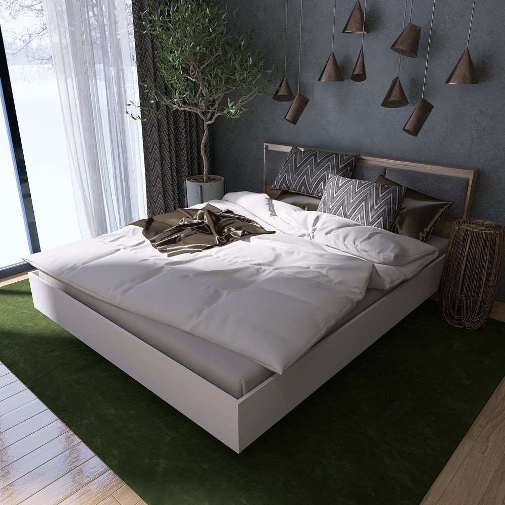 Кровать двуспальная (ламельный каркас) Эверест Сити-1600 200,5х168,8х82,6 см Дуб сонома/Белый (DTM-071114) Львов - изображение 1