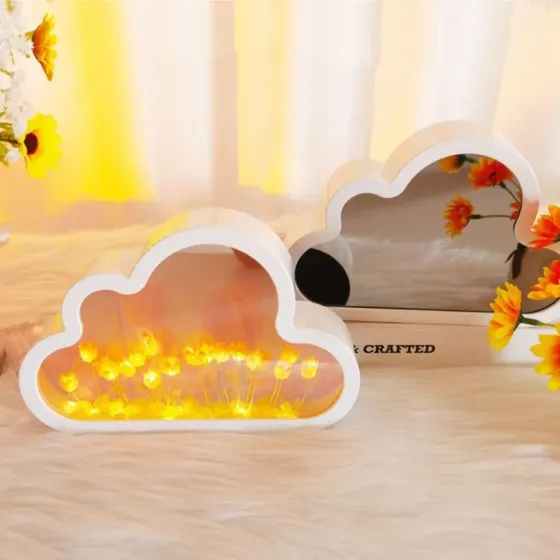 Ночник настольный с тюльпанами светильник в облаке зеркало, Прикроватный светильник Коломия