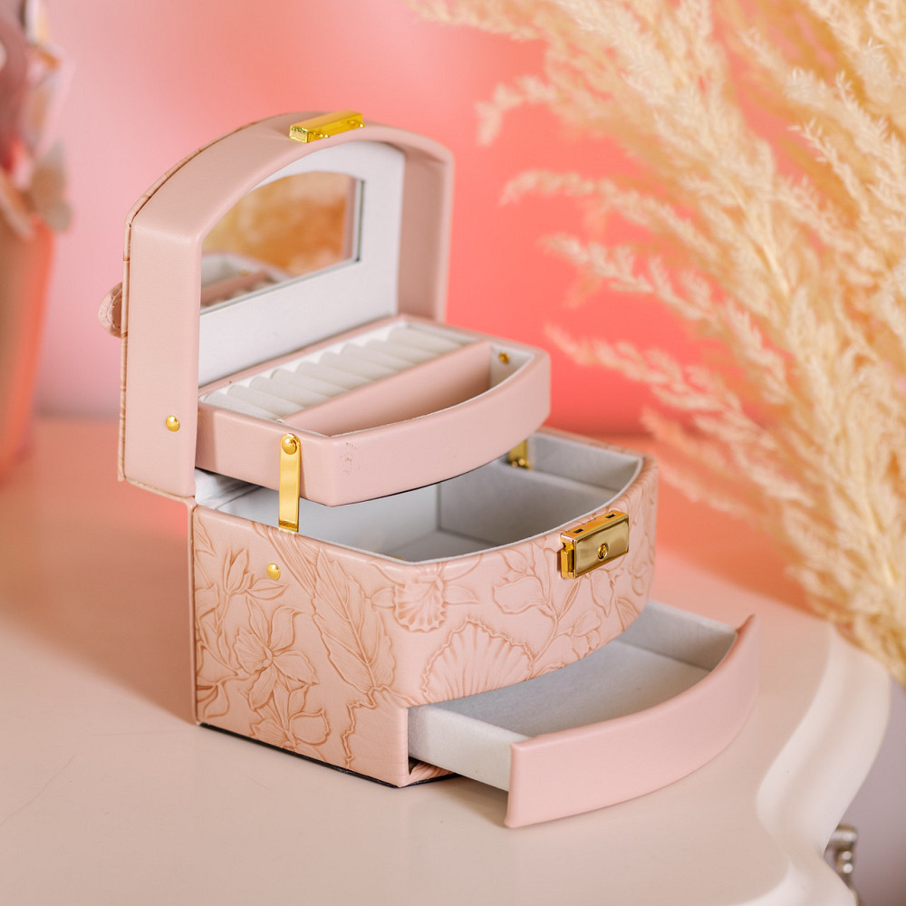 Скринька для прикрас з еко шкіри 3 яруси із замком органайзер для ювелірних виробів HP-5-23P Коломия - фото 7