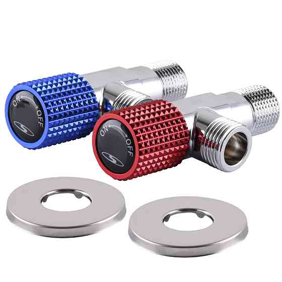 !!Набір кранів кутових кераміка SOLOMON EXCLUSIVE 1/2″X1/2″ 9889 RED/BLUE (1уп.) Тернопіль