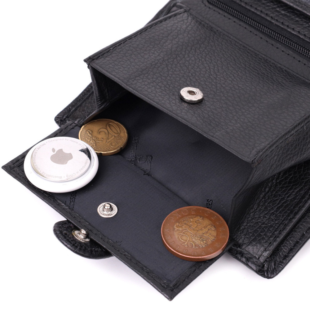 Солидный мужской бумажник вертикального формата из натуральной кожи ST Leather 22462 Черный Киев - изображение 9