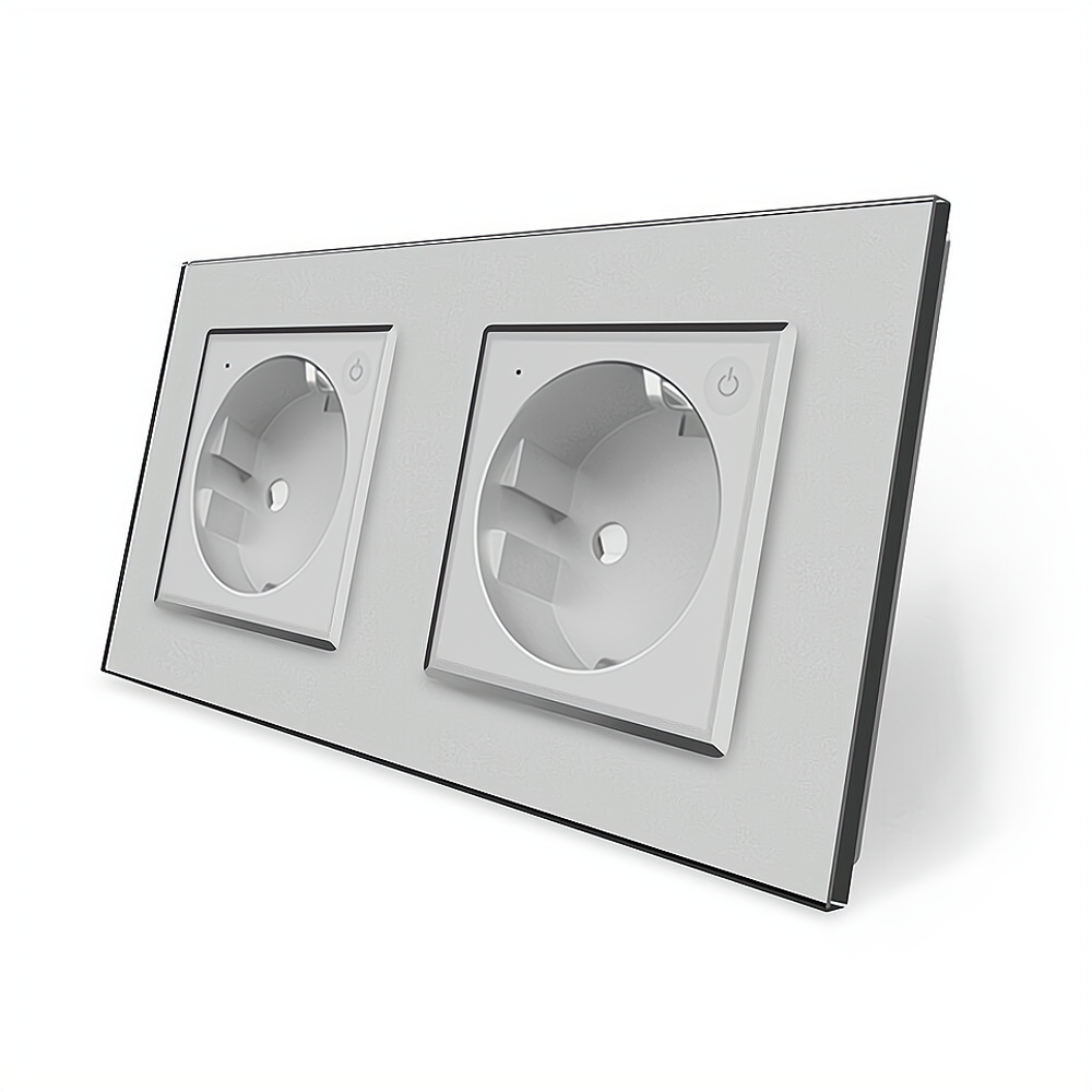 LIVOLO Двомісна розумна розетка ZigBee із заземленням Livolo сірий (VL-C7FCTC16AZ-4IP) Коломия - фото 2