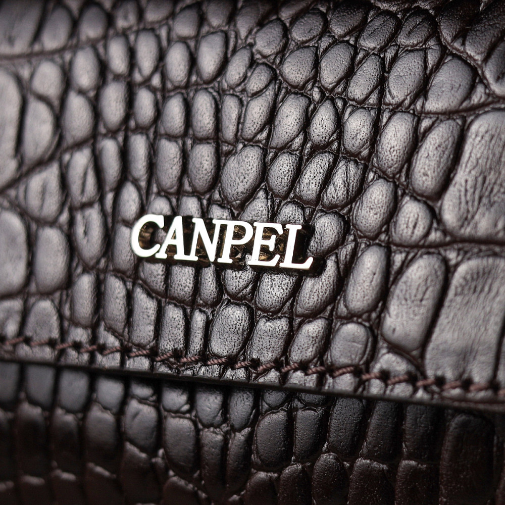 Удобный клатч для мужчин из натуральной фактурной кожи с тиснением под крокодила CANPELLINI 21561 Коричневый Киев - изображение 1