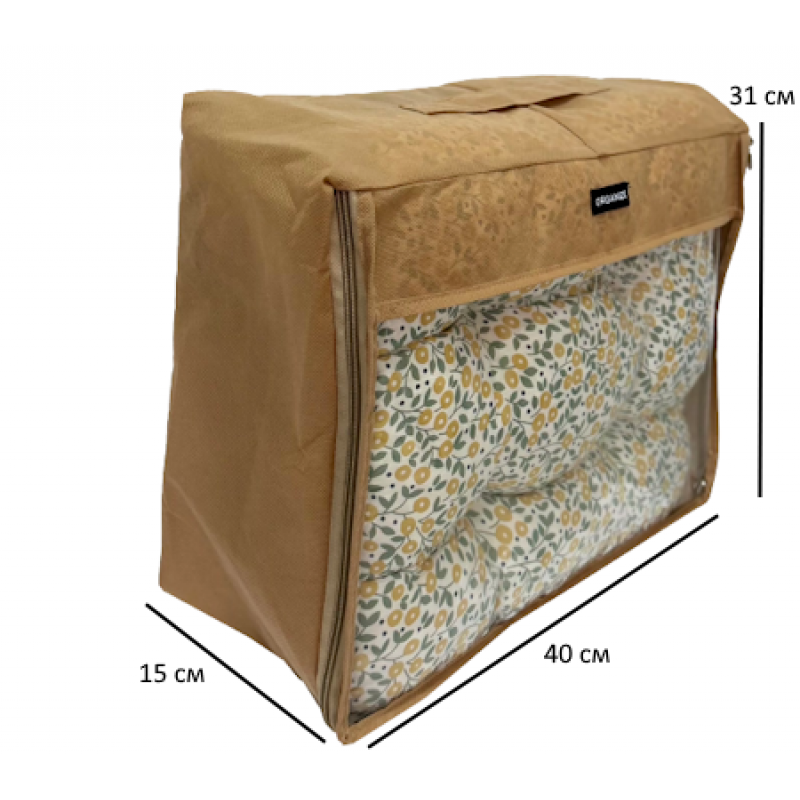 Большая дорожная сумка для вещей с ручкой и прозрачной вставкой P001 40x31x15 см (Бежевый) Сумы - изображение 4