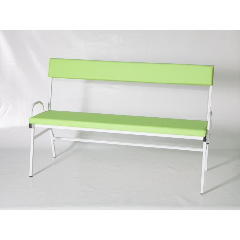 Банкетка медична коридорна зі спинкою АТОН БК-3-С колір: синій, бежевий, салатовий Дніпро - фото 3