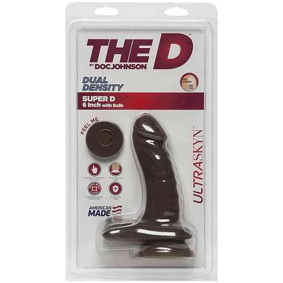 Фалоімітатор Doc Johnson The D - Super D - 6 Inch With Balls - ULTRASKYN - Chocolate, діаметр 3,8 см Sex Aura Київ