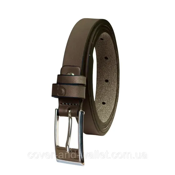 Стильний жіночий пояс з натуральної шкіри ручної роботи для джинсів та брюк коричневого кольору 20 мм Grande Pelle Київ