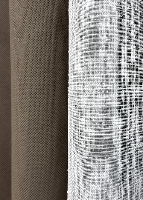 Комплект штор VR-Textil рогожка преміум TERRA LUXE 150х270 2шт і Тюль 400х270 1860ш-115т какао з білим 71-078/3 Київ - фото 6