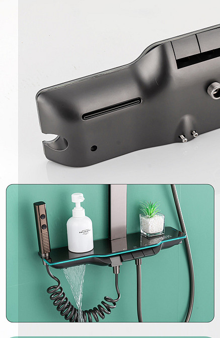 Душевая система с тропическим душем и автоматической термостатической душевой системой Gun Grey (746414807) Киев - изображение 4