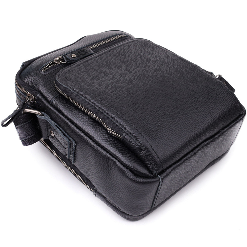 Ділова чоловіча сумка з ручкою для перенесення в руці з натуральної шкіри Vintage 23034 Чорний Київ - фото 8