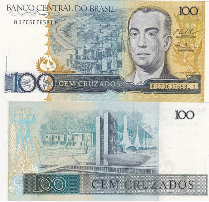 Brazil Бразилия - 100 Cruzados 1986 1987 Pick 211c UNC Полтава - изображение 1