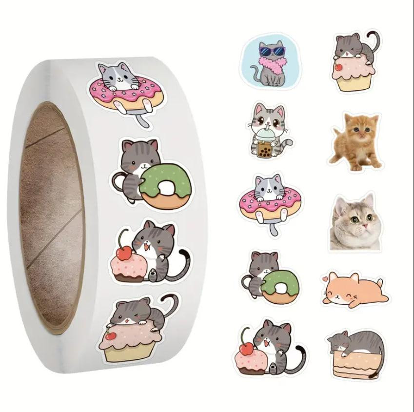 Наклейки Стікери Коти - Водонепроникні Вінілові Естетичні Наклейки з Котами для Пляшки Води, Комп'ют Київ - фото 1