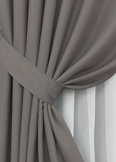 Комплект штор коротких VR-Textil Блэкаут Midnight № 1228ш Серый 140х170 см 2 шт (35-0158) Киев - изображение 12