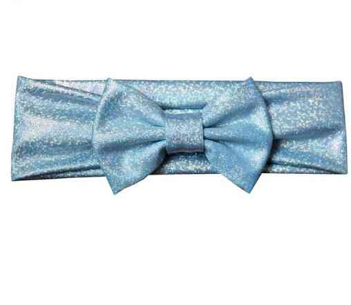 Блискуча світло-блакитна дитяча пов'язка - окружність 38-44см, бант 10см Київ