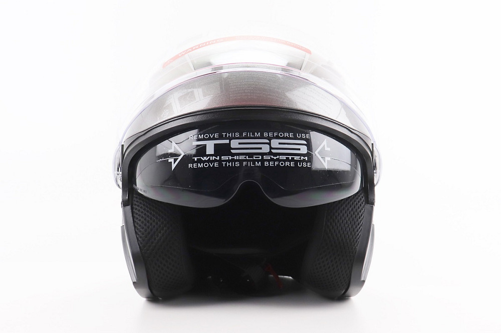 Шолом відкритий+відкидні окуляри BLD-708 S (55-56см), СІРИЙ глянець Киев - изображение 5