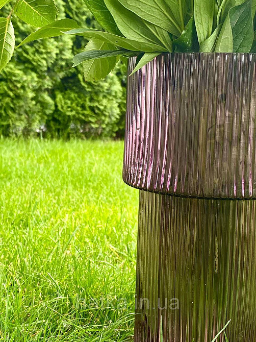 Ваза скляна 14,5*14,5*30 см "Тафт" рожеве товсте скло Київ - фото 4