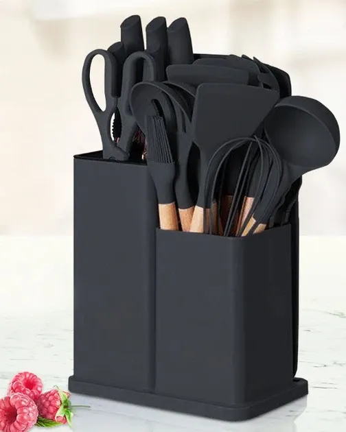 Набор кухонных принадлежностей UN-1872 19 предметов из нержавеющей стали и силикона, с подставкой, эргономика. Одесса - изображение 5