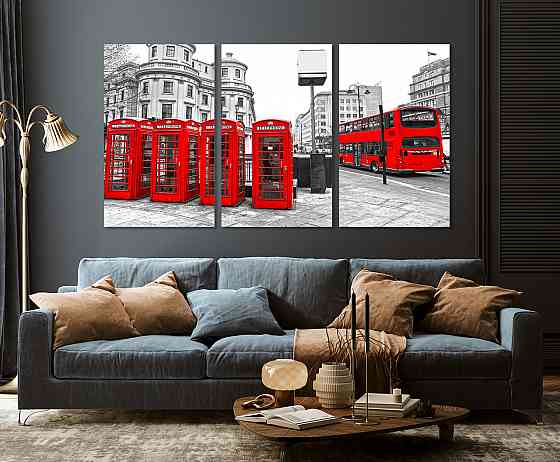 Модульная картина в гостиную / спальню Лондон  ART-081_3A 70х130 см Киев