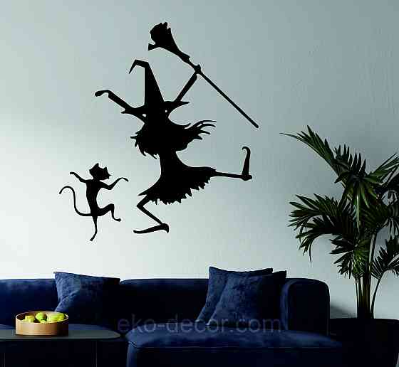 Декоративне настінне Панно «Ведьма», Декор на стіну 90*81 см, Чорний Київ