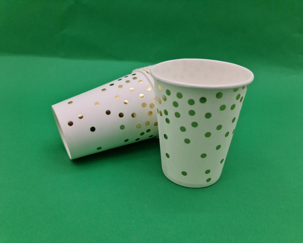 Стаканчики одноразові паперові 250 г "Золота конфеті" 10 шт (1 пачка) Харків - фото 1