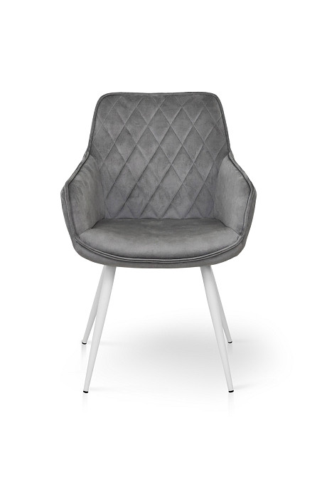 Крісло Наомі, білий/ велюр світл-сірий Київ - фото 2