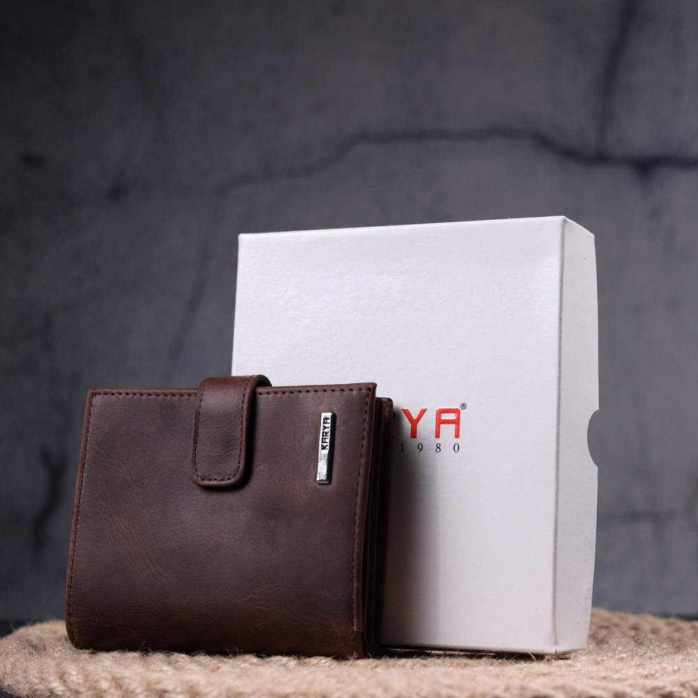 Небольшой мужской кошелек в винтажной коже KARYA 21387 Коричневый Киев - изображение 1