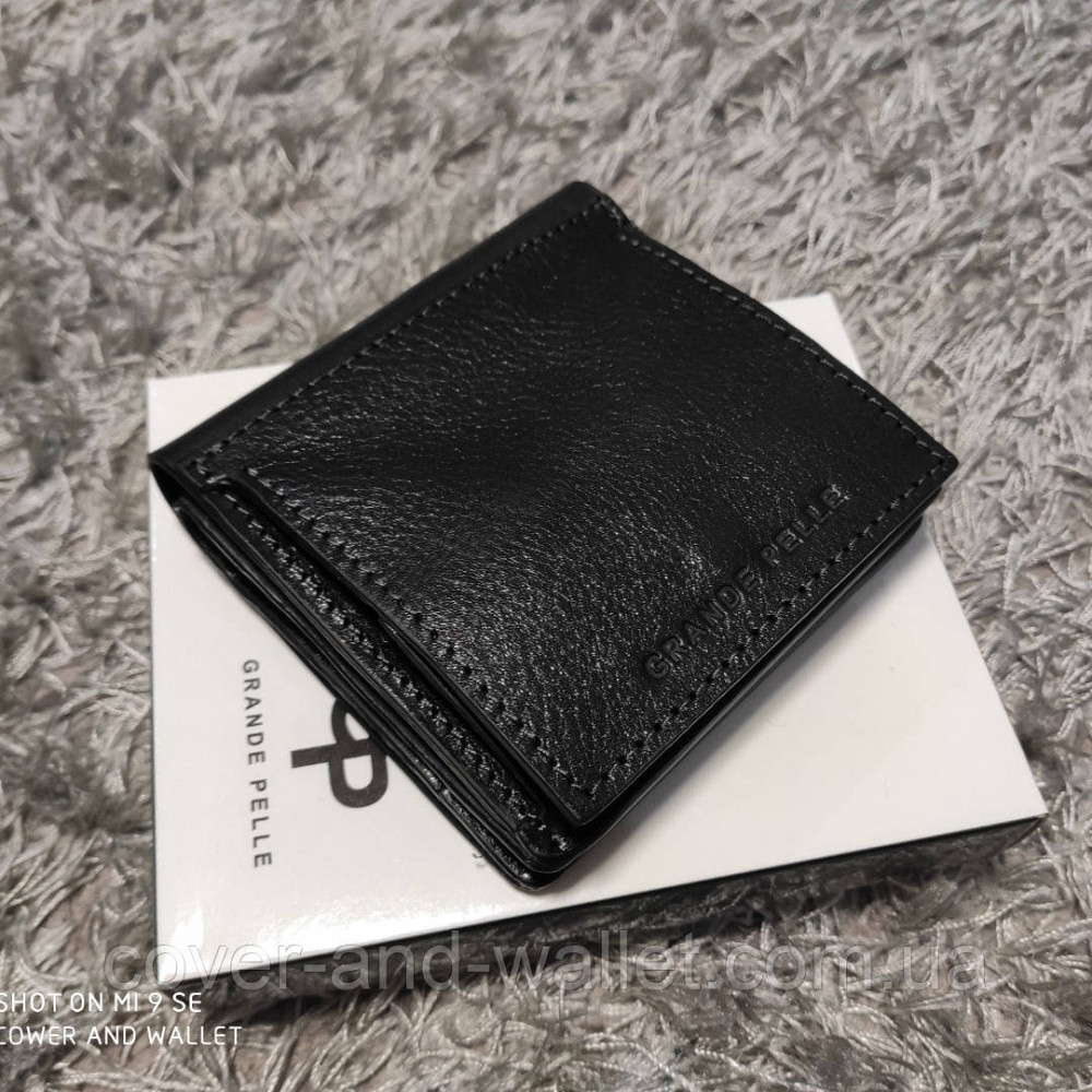 Красивий чорний чоловічий гаманець на магнітах Grande Pelle Lettera Київ - фото 7