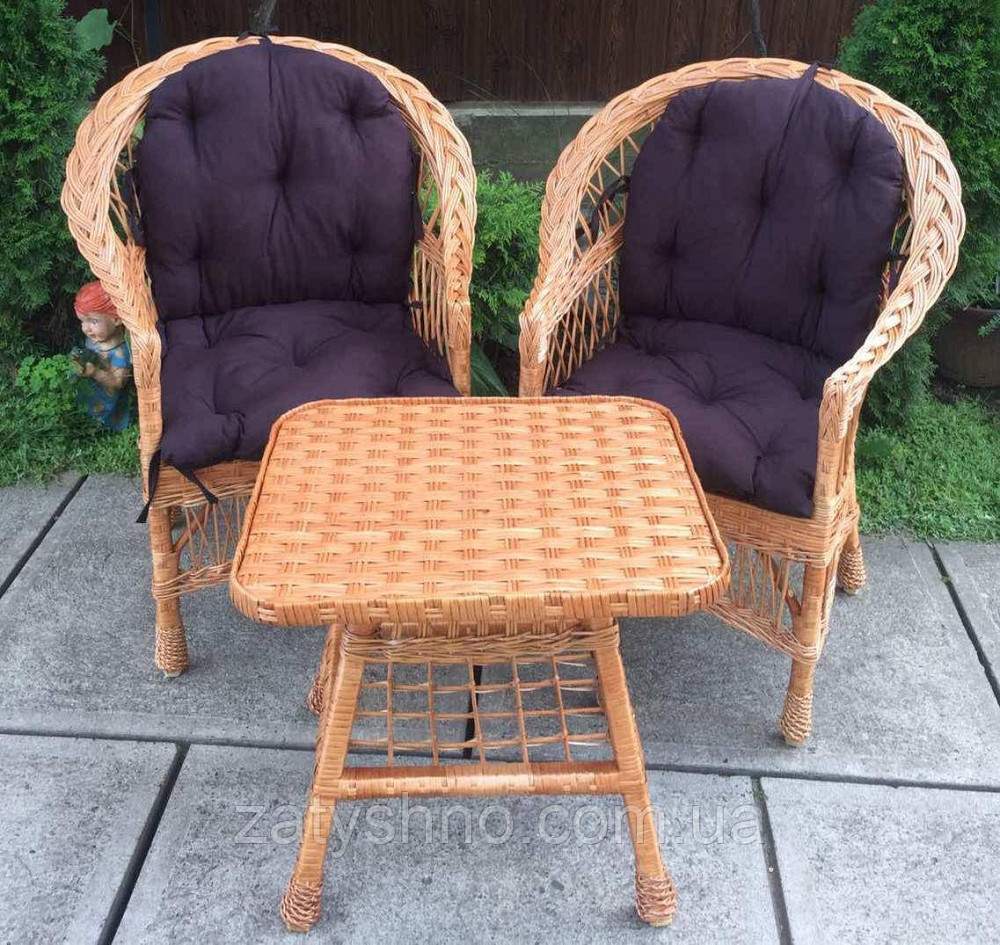 Мебель из лозы  с маленьким столом| Дачная плетеная мебель | мебель балконная с накидками Киев - изображение 1