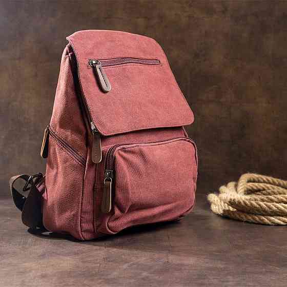 Компактный женский текстильный рюкзак Малиновый (Vintage) Киев