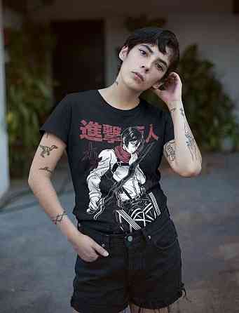 Футболка аниме Атака титанов оверсайз (S/M/L) Черний AnimeJ1057 Днепр