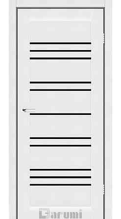 Двері міжкімнатні Дарумі Версаль білий мат скло чорне Київ