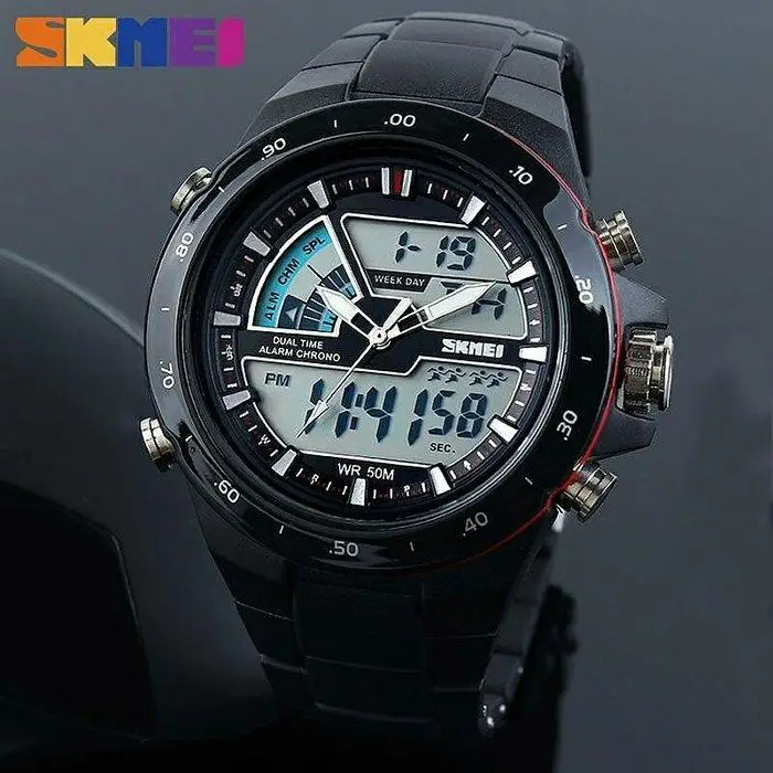 Чоловічий годинник Skmei 1016 Shark Black З червоною облямівкою Вінниця - фото 4