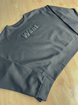 Світшот жіночий U S 293 широкий оверсайз трикотаж напис WANT, графіт, one size Одеса - фото 3